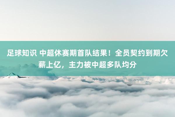 足球知识 中超休赛期首队结果！全员契约到期欠薪上亿，主力被中超多队均分